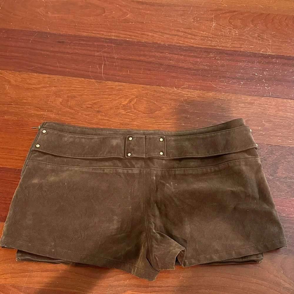 Free People Brown Suede Belted Mini Skort - Picture 2 of 2